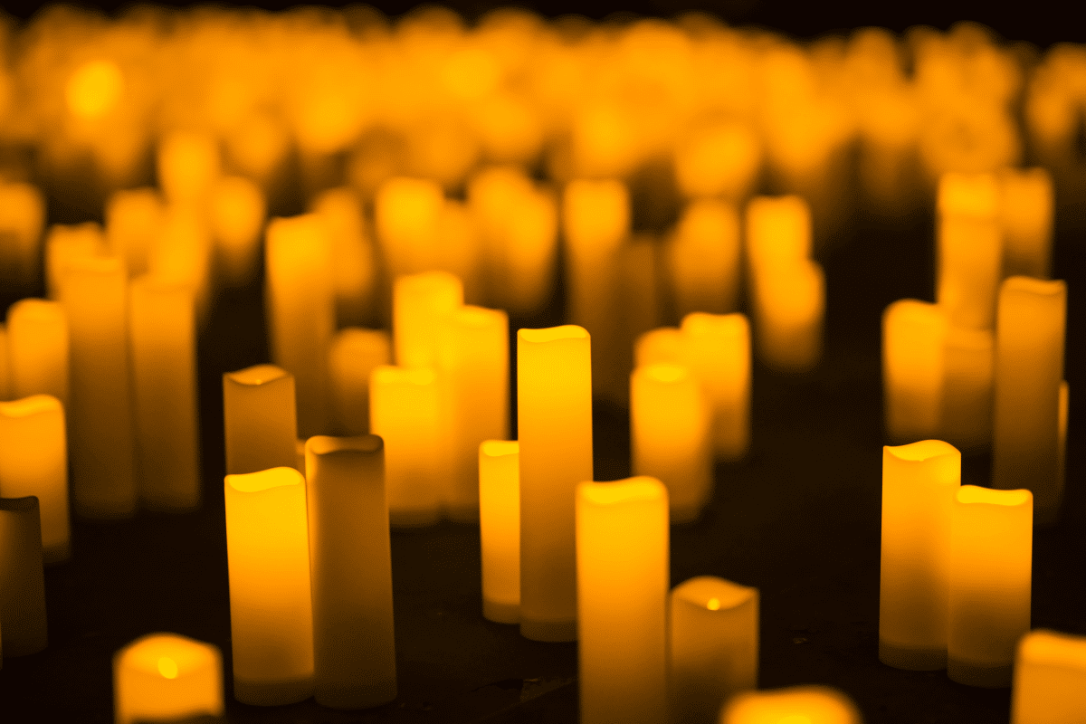 A close up of candles on display.