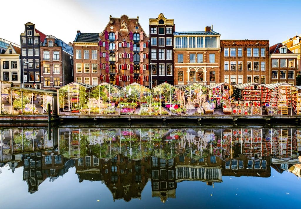 Amsterdam's Bloemenmarkt, which floats atop a canal.