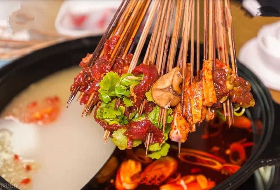 Skewers by hot pot at Chengdu Hotpot+BBQ in Amsterdam