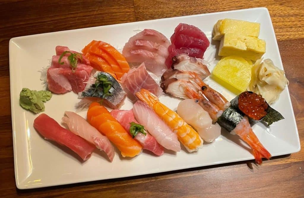 Selection of sushi from Tomo Sushi in Amsterdam