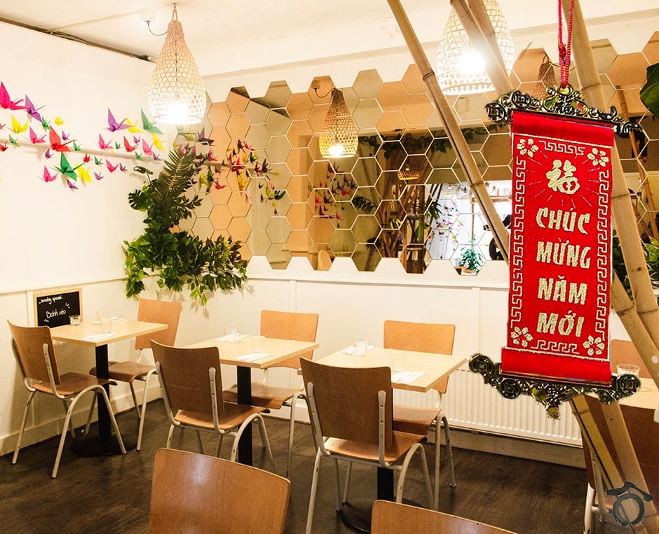 Interiors at Vietnamese restaurant Ô Mai in Amsterdam